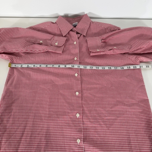 Brooks Brothers Gingham Check Button Collared Pleated Back Red White Blouse 10 - Picture 6 of 7